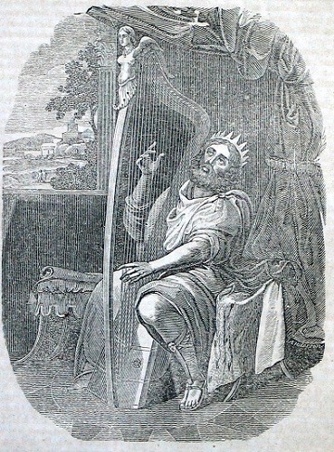David playing the harp. Click to enlarge. See below for provenance.